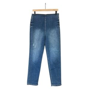 Risen Jeans High Rise Pull On Straight Leg Denim Jeans Size Medium NEW